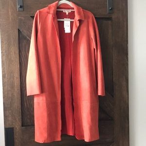 Super soft faux suede open coat/blazer. Knee length on 5’4”